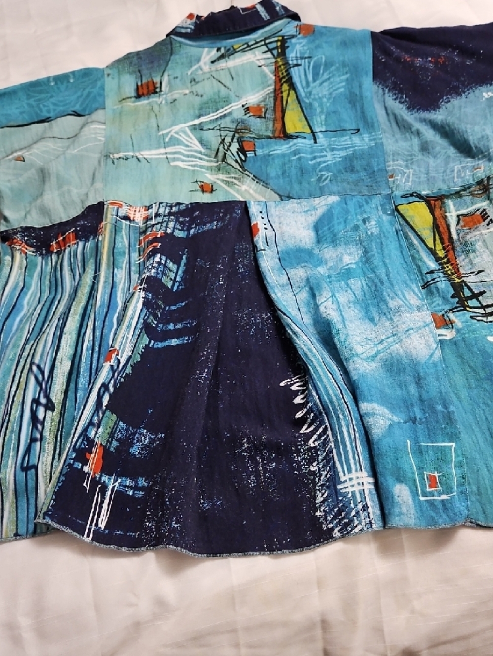 John Mark 2X Abstract Blue Button-Up Art Print Shirt Tunic Artsy - Picture 14 of 16